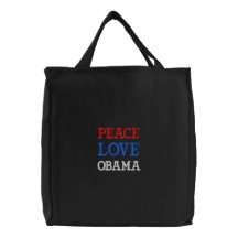 PEACE, LOVE, OBAMA CANVAS BAGS