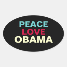 PEACE LOVE OBAMA Oval Sticker