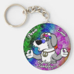 Peace Love Old English Sheepdog Keychain