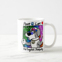 Peace Love Old English Sheepdog Mug