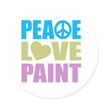 Peace Love Paint Round Sticker