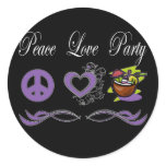Peace Love Party Round Sticker
