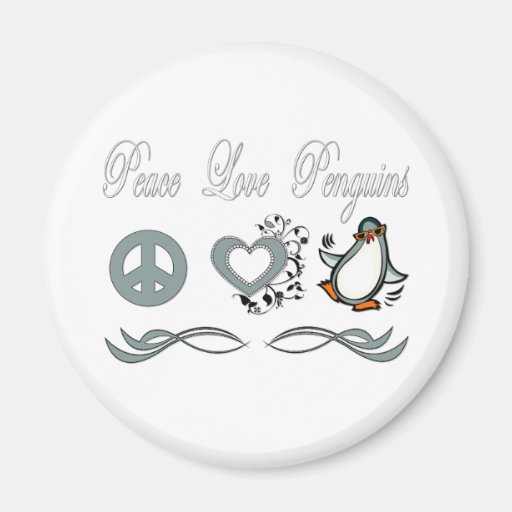 Peace Love Penguins Fridge Magnet