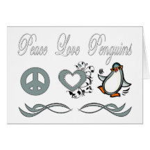 Peace Love Penguins Greeting Cards