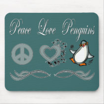 Peace Love Penguins Mousepads