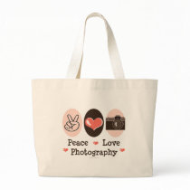 Peace Love Photography Camera Tote Bag
