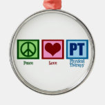 Peace Love Physical Therapist Christmas Tree Ornaments