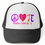 Peace Love & Pi Bright Neon hats