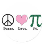 peace love pi round stickers