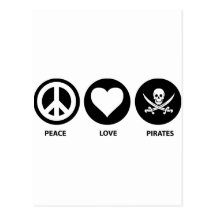 Peace Love Pirates Post Card
