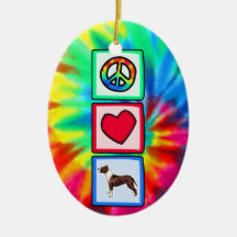 Peace, Love, Pitbulls Christmas Ornament