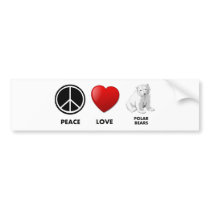 peace love polar bears Save the bears Bumper Stickers