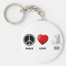 peace love polar bears Save the bears Key Chains
