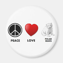 peace love polar bears Save the bears Refrigerator Magnets