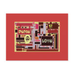 Peace Love Pop Art Colorful, template Post Cards
