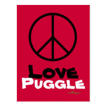 Peace Love Puggle Postcard