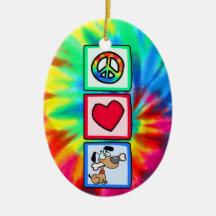 Peace, Love, Puppy Dogs Ornaments