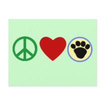 Peace Love Puppy Paws T shirts, Gifts Post Card