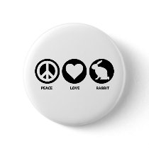 Peace Love Rabbit Button