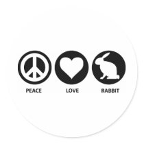 Peace Love Rabbit Round Stickers