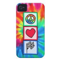 Peace, Love, Racing iPhone 4 Cover