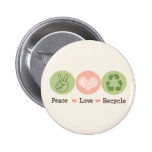 Peace Love Recycle Button