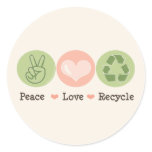 Peace Love Recycle Recycling Stickers