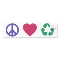Peace, Love, Recycling Bumper Sticker