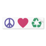 Peace, Love, Recycling bumper stickers