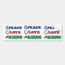 Peace-Love-Riding Horses Bumper Sticker