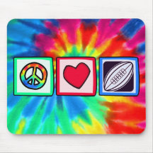 Peace, Love,  Rugby Football Mousepads
