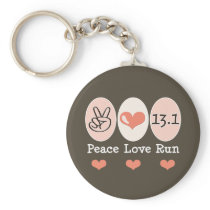 Peace Love Run 13.1 Half Marathon Key Chain