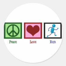 Peace Love Run Round Sticker