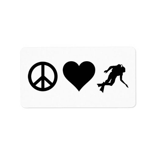 Peace Love Scuba Diving Personalized Address Labels