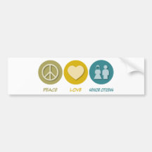 Peace Love Senior Citizens Bumper Sticker