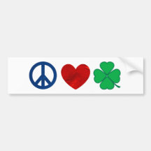 Peace Love Shamrock Bumper Stickers