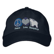 Peace Love Sheepdogs Embroidered Hat (Blue)
