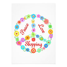 Peace Love Shopping Custom Invites