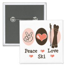 Peace Love Ski Button