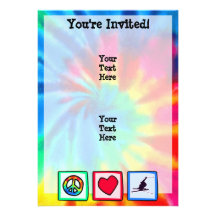 Peace, Love, Snow Skiing Invitation