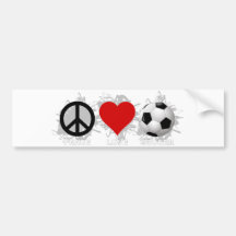 Peace Love Soccer Emblem Bumper Stickers