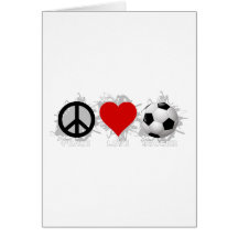 Peace Love Soccer Emblem Greeting Cards