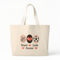 Peace Love Soccer Tote Bag
