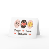Peace Love Softball Blank Greeting Card