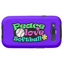 Peace, Love, Softball Galaxy S3 Cases