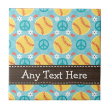 Peace Love Softball Tile Trivet
