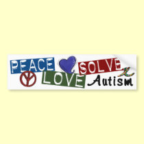 Peace Love Solve Autism bumper stickers