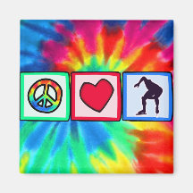 Peace, Love, Speed Skating Fridge Magnet