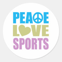 Peace Love Sports Round Sticker