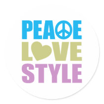 Peace Love Style Round Stickers